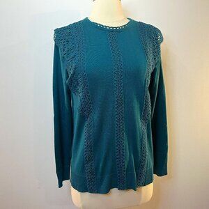 Cable & Gauge Women's Teal Blue Knit Sweater - Size Medium